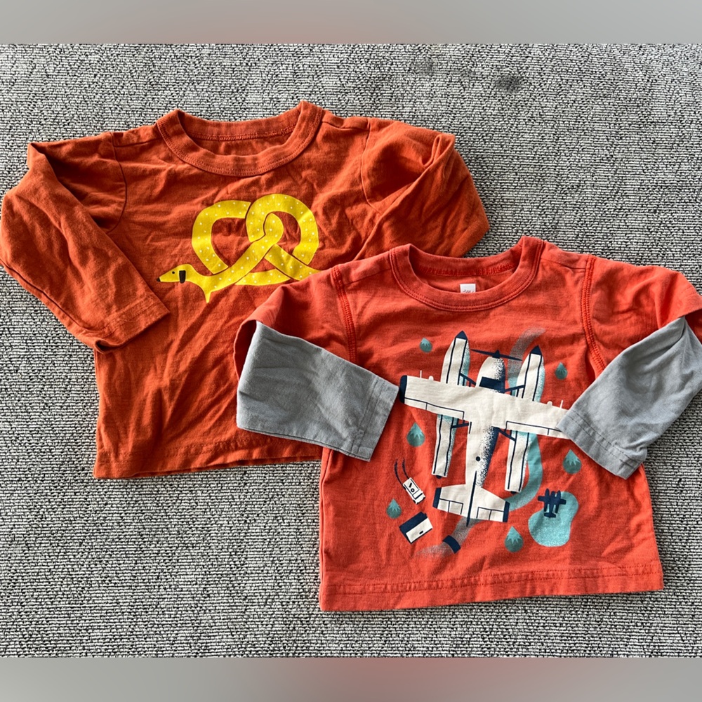 Tea Collection Orange Long Sleeve Tees